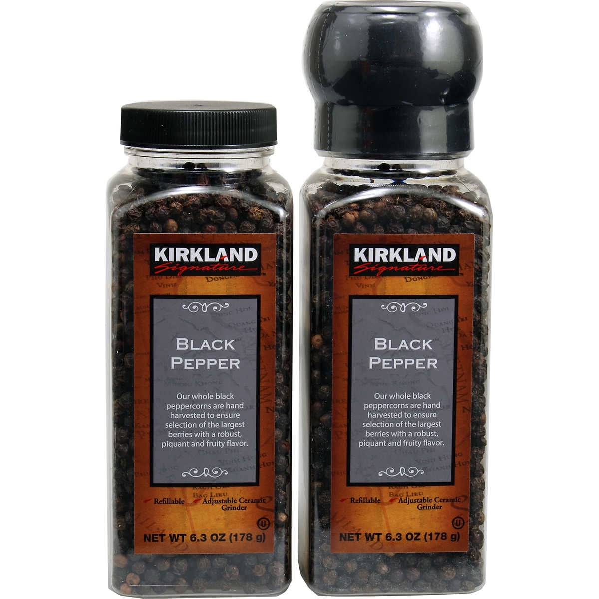 Kirkland Signature Black Pepper, Grinder with Refill, 6.3 oz, 2 ct