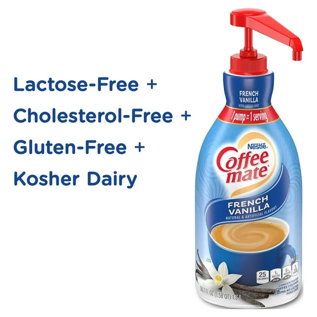 COFFEE MATE French Vanilla Liquid Coffee Creamer, Bulk Coffee Creamer Pump Bottle, 50.7 Oz