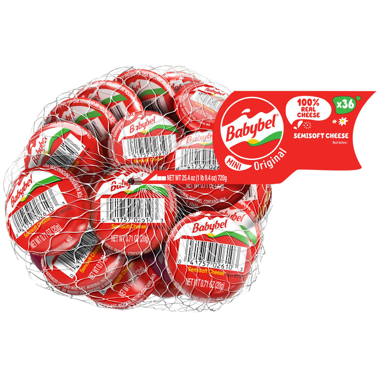 Babybel Mini Snack Cheese, Original, 0.71 oz, 36 ct