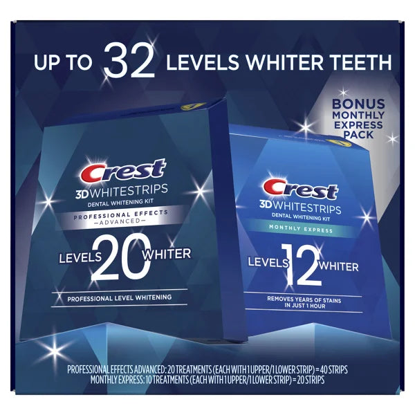 Crest 3D Whitestrips Professional Effects & 1 Hour Express, 40 strips & 20 strips