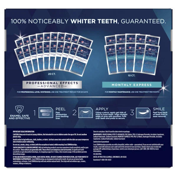 Crest 3D Whitestrips Professional Effects & 1 Hour Express, 40 strips & 20 strips