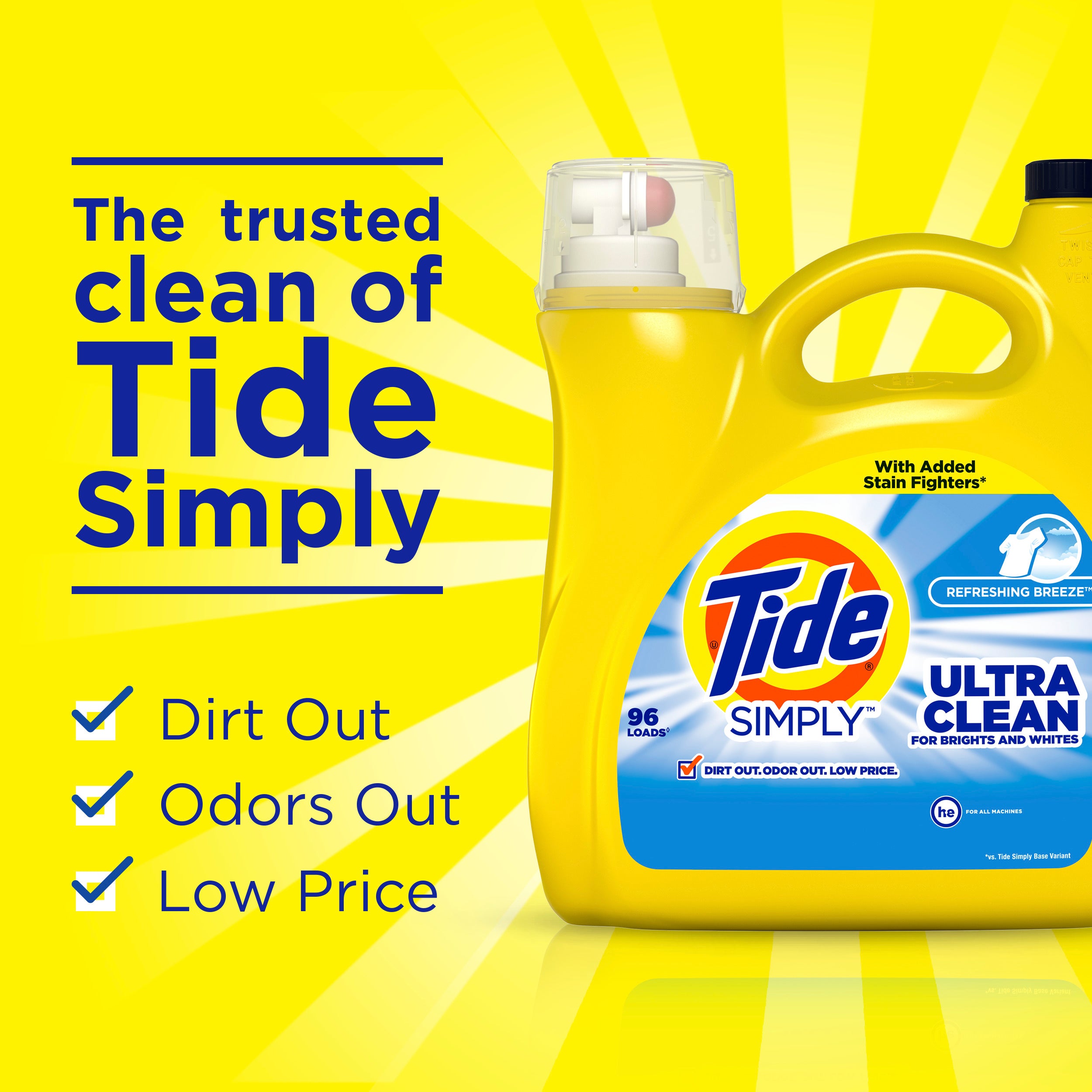 Tide Simply Refreshing Breeze, 96 Loads Liquid Laundry Detergent, 150 fl oz