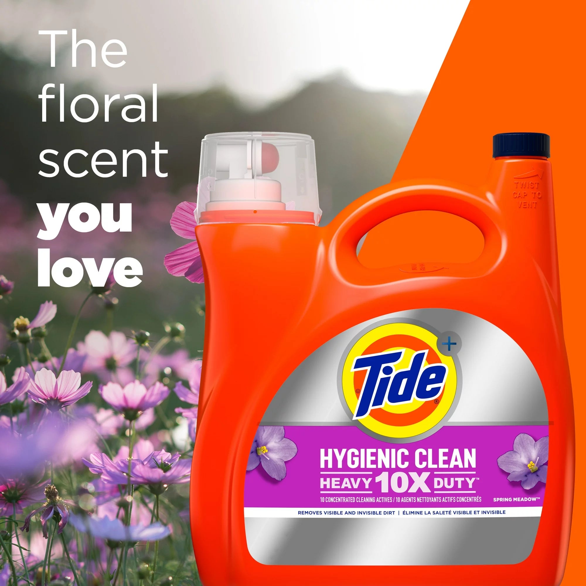 Tide Hygienic Clean Liquid Laundry Detergent, Spring Meadow, 89 Loads, 138 oz