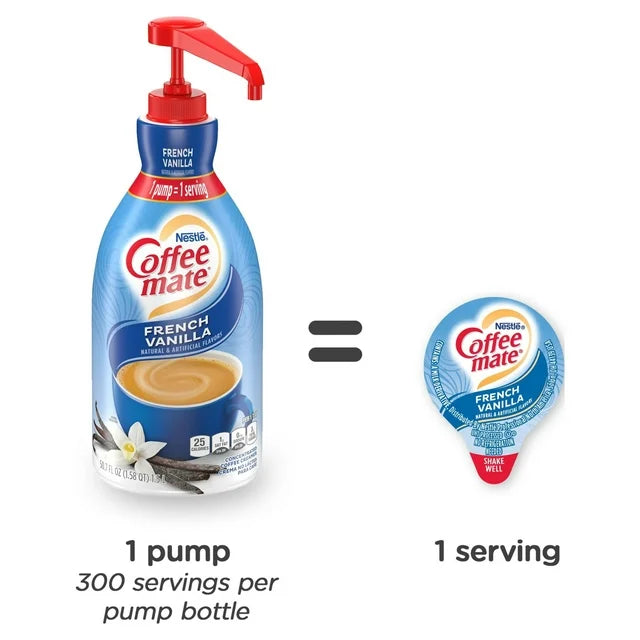 COFFEE MATE French Vanilla Liquid Coffee Creamer, Bulk Coffee Creamer Pump Bottle, 50.7 Oz