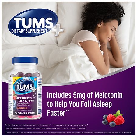 Tums Heart Burn and Sleep Support Berry Fusion, 54