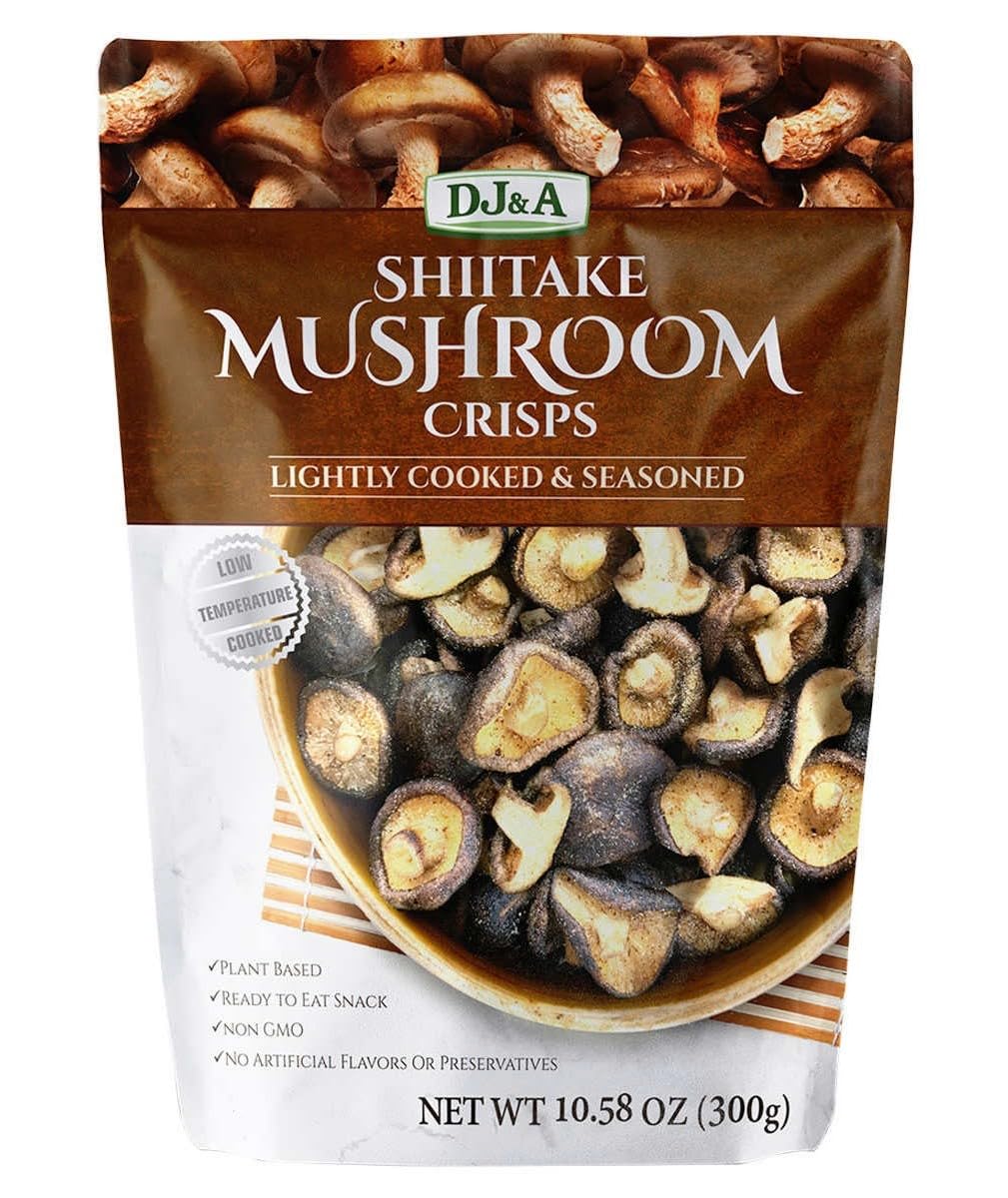 DJ&A Shiitake Mushroom Crisps - Lightly Cooked and Seasoned 10.28 Ounce