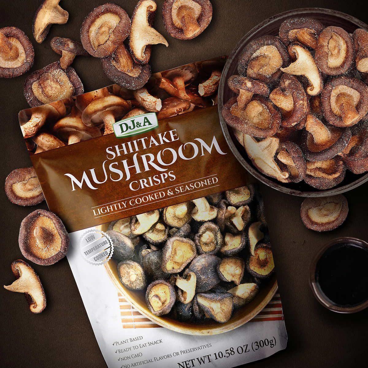 DJ&A Shiitake Mushroom Crisps - Lightly Cooked and Seasoned 10.28 Ounce