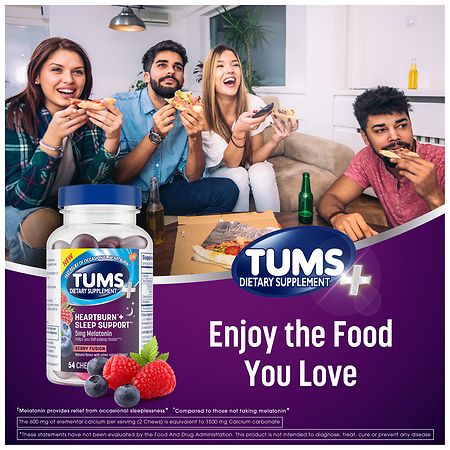 Tums Heart Burn and Sleep Support Berry Fusion, 54