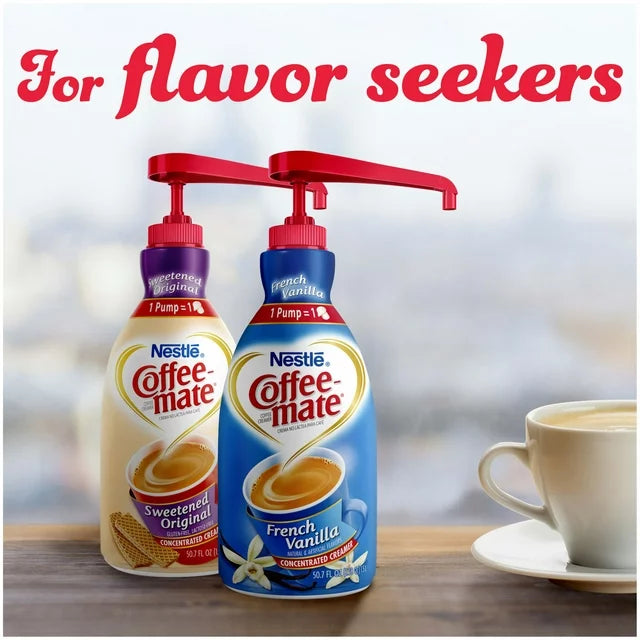 COFFEE MATE French Vanilla Liquid Coffee Creamer, Bulk Coffee Creamer Pump Bottle, 50.7 Oz