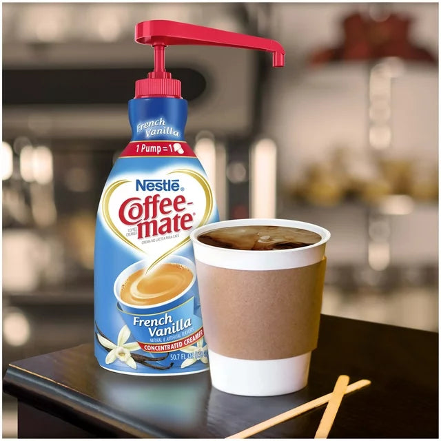 COFFEE MATE French Vanilla Liquid Coffee Creamer, Bulk Coffee Creamer Pump Bottle, 50.7 Oz