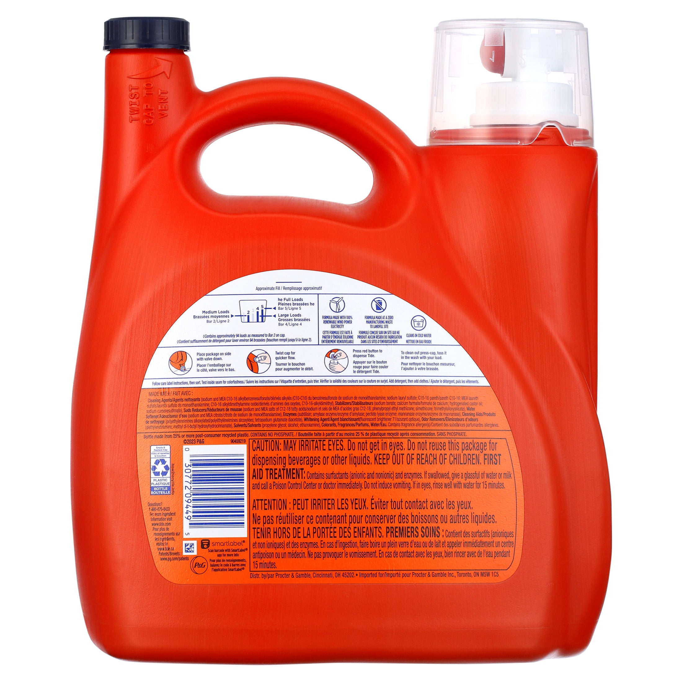 Tide Hygienic Clean Liquid Laundry Detergent, Spring Meadow, 89 Loads, 138 oz