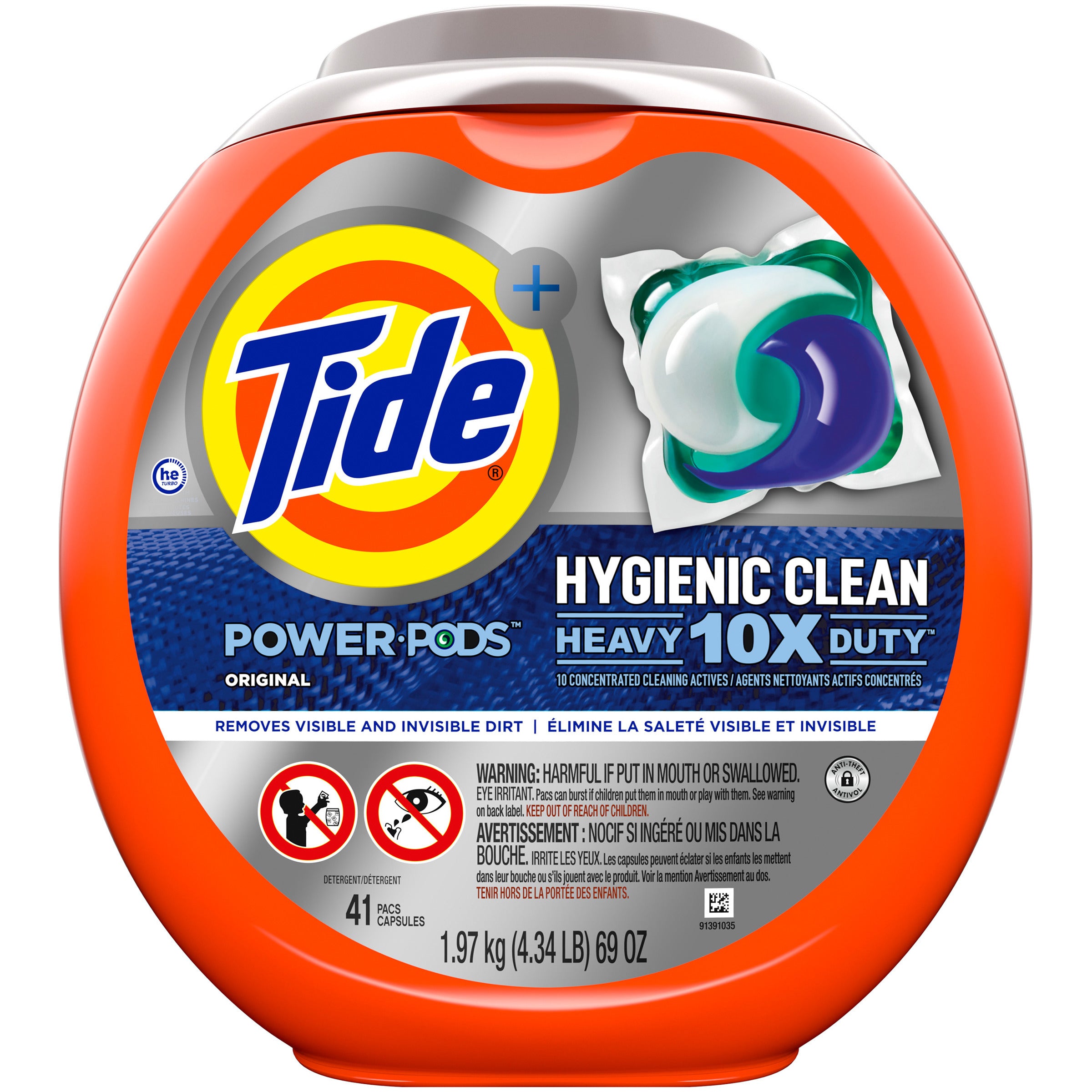 Tide Hygienic Clean Heavy 10x Duty Power PODS Liquid Laundry Detergent, Original, 45 Count