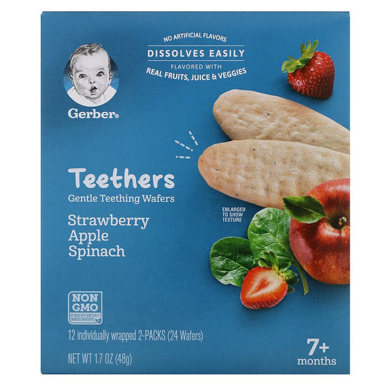 Gerber Teethers Strawberry Apple Spinach, 12 Packs