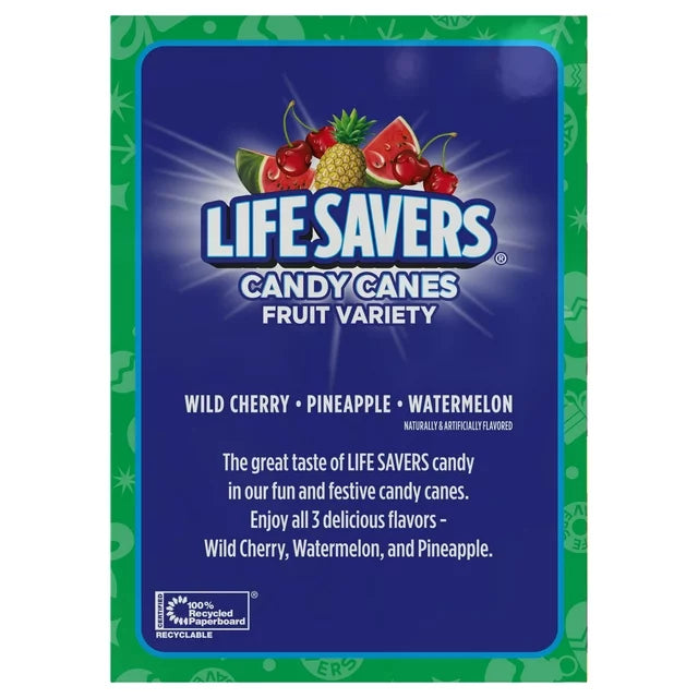 LIFE SAVERS Assorted Fruit Flavors Candy Canes Free of Major Allergens, 5.3oz