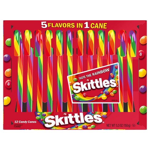 Skittles Holiday Candy Canes 5 Flavors in 1 cane, 5.3oz