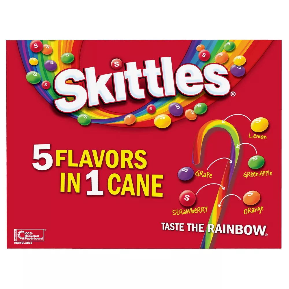 Skittles Holiday Candy Canes 5 Flavors in 1 cane, 5.3oz